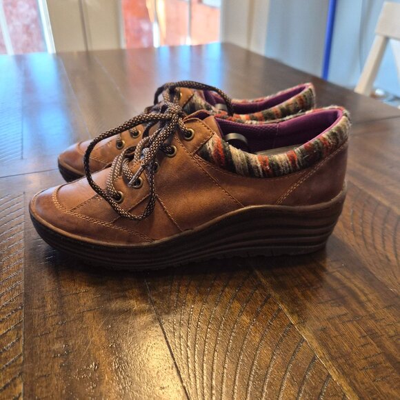 Bionica Shoes - Bionica Womens Wedge Shoes Sneakers Gervais Leather Textile Oxford Brown 10M